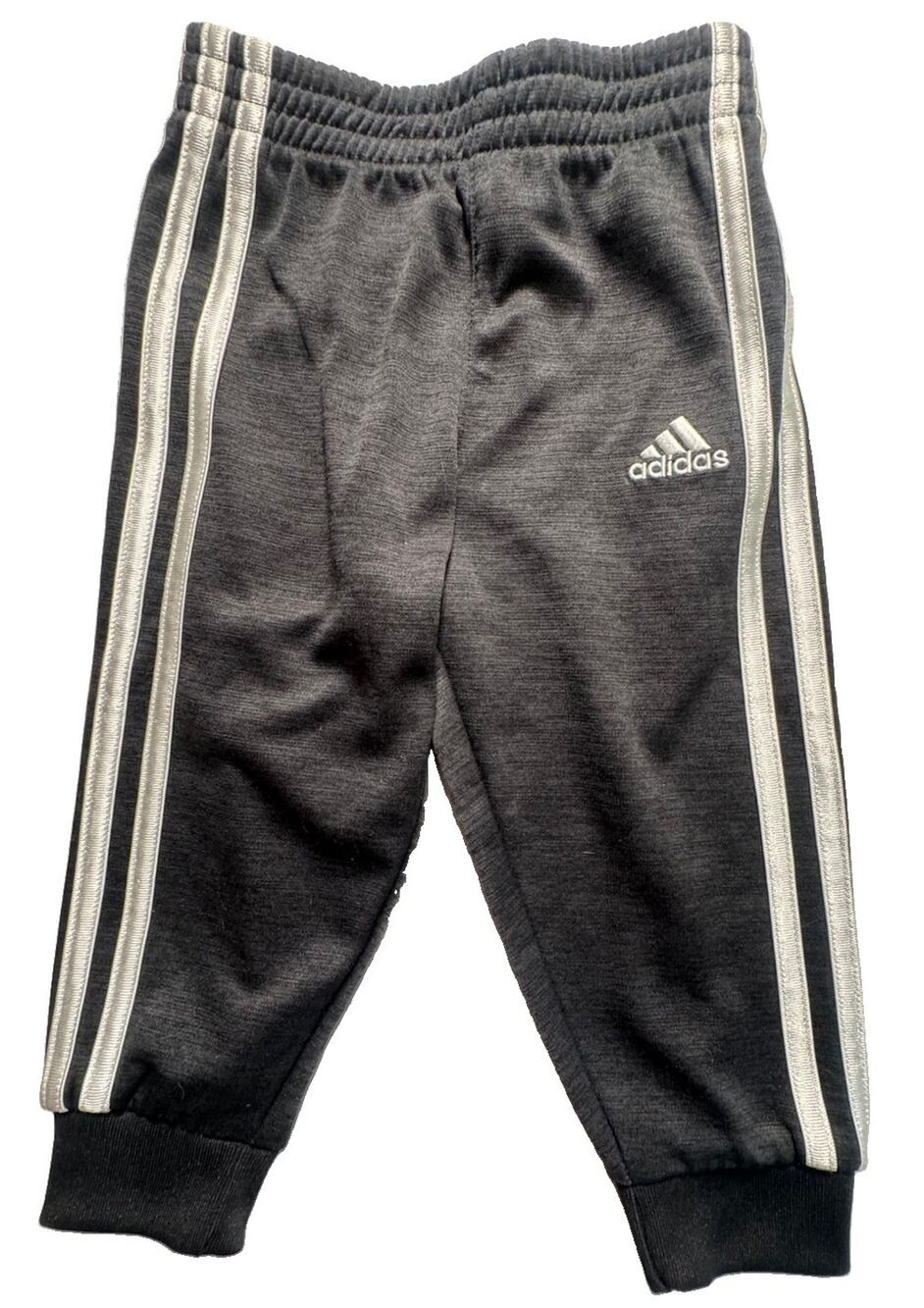 Adidas Toddler 2T Track Pants Gray Black White 3 Stripe Jogger Athletic